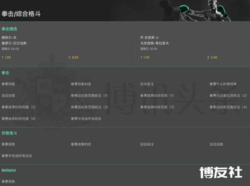 UFC博彩来了！终极格斗冠军赛的赔率大评选