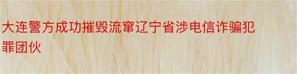 大连警方成功摧毁流窜辽宁省涉电信诈骗犯罪团伙