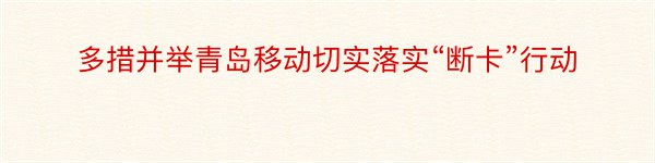 多措并举青岛移动切实落实“断卡”行动