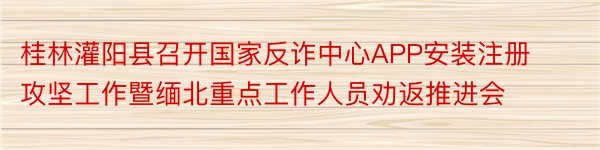 桂林灌阳县召开国家反诈中心APP安装注册攻坚工作暨缅北重点工作人员劝返推进会