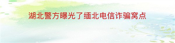 湖北警方曝光了缅北电信诈骗窝点