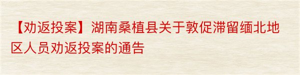 【劝返投案】湖南桑植县关于敦促滞留缅北地区人员劝返投案的通告