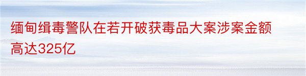 缅甸缉毒警队在若开破获毒品大案涉案金额高达325亿​