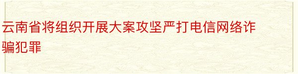 云南省将组织开展大案攻坚严打电信网络诈骗犯罪