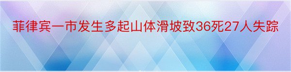 菲律宾一市发生多起山体滑坡致36死27人失踪