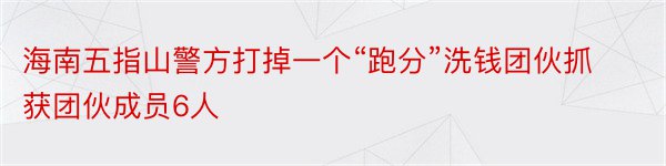 海南五指山警方打掉一个“跑分”洗钱团伙抓获团伙成员6人