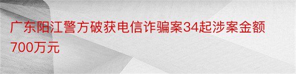 广东阳江警方破获电信诈骗案34起涉案金额700万元