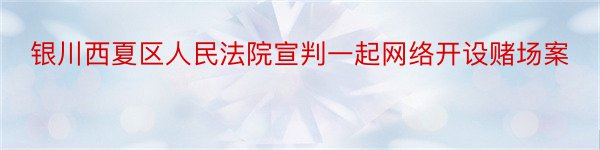 银川西夏区人民法院宣判一起网络开设赌场案