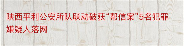 陕西平利公安所队联动破获“帮信案”5名犯罪嫌疑人落网