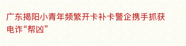 广东揭阳小青年频繁开卡补卡警企携手抓获电诈“帮凶”