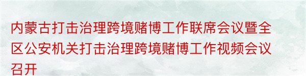 内蒙古打击治理跨境赌博工作联席会议暨全区公安机关打击治理跨境赌博工作视频会议召开