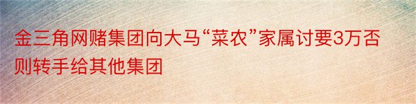 金三角网赌集团向大马“菜农”家属讨要3万否则转手给其他集团