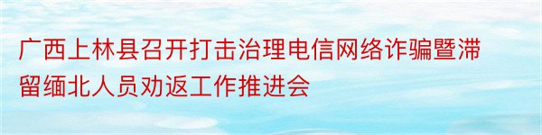 广西上林县召开打击治理电信网络诈骗暨滞留缅北人员劝返工作推进会