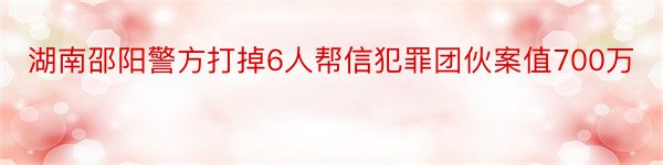 湖南邵阳警方打掉6人帮信犯罪团伙案值700万