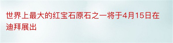 世界上最大的红宝石原石之一将于4月15日在迪拜展出