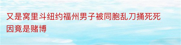 又是窝里斗纽约福州男子被同胞乱刀捅死死因竟是赌博