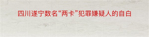 四川遂宁数名“两卡”犯罪嫌疑人的自白