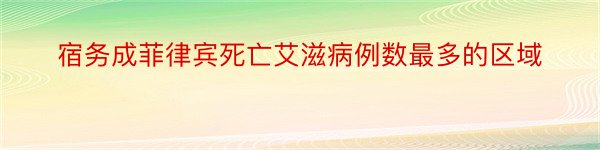 宿务成菲律宾死亡艾滋病例数最多的区域