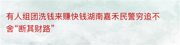 有人组团洗钱来赚快钱湖南嘉禾民警穷追不舍“断其财路”