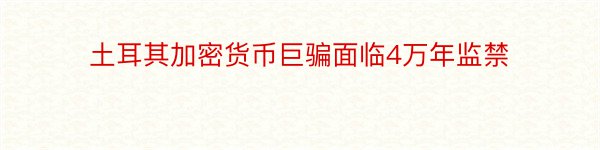 土耳其加密货币巨骗面临4万年监禁