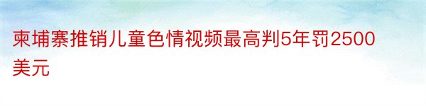 柬埔寨推销儿童色情视频最高判5年罚2500美元