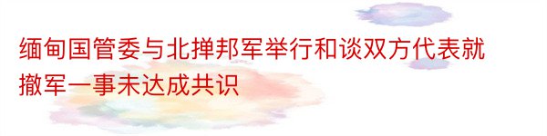 缅甸国管委与北掸邦军举行和谈双方代表就撤军一事未达成共识