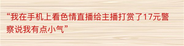 “我在手机上看色情直播给主播打赏了17元警察说我有点小气”