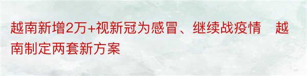 越南新增2万+视新冠为感冒、继续战疫情​越南制定两套新方案