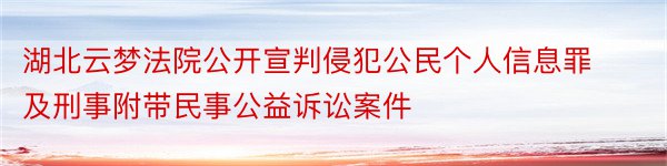 湖北云梦法院公开宣判侵犯公民个人信息罪及刑事附带民事公益诉讼案件