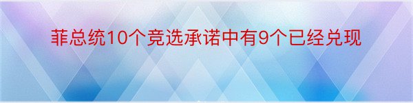 菲总统10个竞选承诺中有9个已经兑现