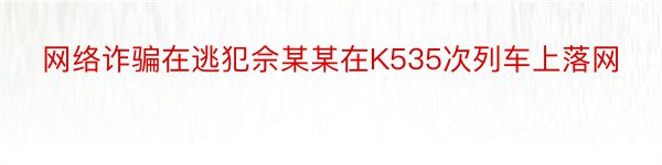 网络诈骗在逃犯佘某某在K535次列车上落网