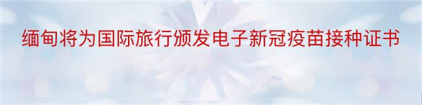 缅甸将为国际旅行颁发电子新冠疫苗接种证书