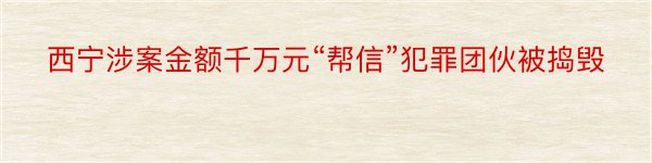 西宁涉案金额千万元“帮信”犯罪团伙被捣毁