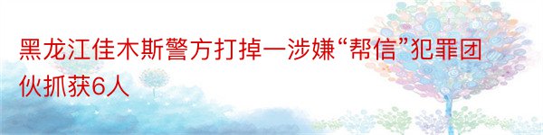 黑龙江佳木斯警方打掉一涉嫌“帮信”犯罪团伙抓获6人