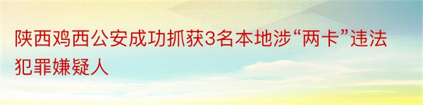 陕西鸡西公安成功抓获3名本地涉“两卡”违法犯罪嫌疑人