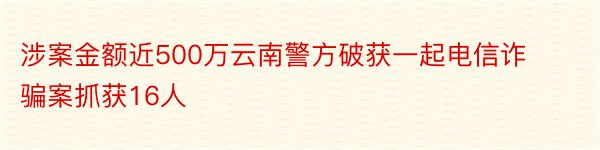 涉案金额近500万云南警方破获一起电信诈骗案抓获16人