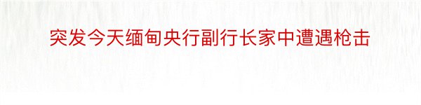 突发今天缅甸央行副行长家中遭遇枪击