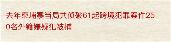 去年柬埔寨当局共侦破61起跨境犯罪案件250名外籍嫌疑犯被捕