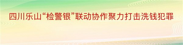 四川乐山“检警银”联动协作聚力打击洗钱犯罪