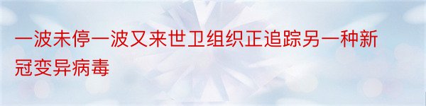 一波未停一波又来世卫组织正追踪另一种新冠变异病毒