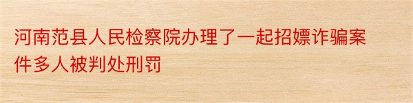 河南范县人民检察院办理了一起招嫖诈骗案件多人被判处刑罚