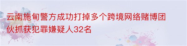 云南施甸警方成功打掉多个跨境网络赌博团伙抓获犯罪嫌疑人32名