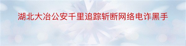 湖北大冶公安千里追踪斩断网络电诈黑手