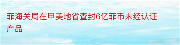 菲海关局在甲美地省查封6亿菲币未经认证产品