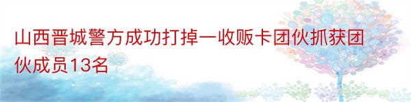 山西晋城警方成功打掉一收贩卡团伙抓获团伙成员13名