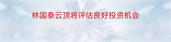 林国泰云顶将评估良好投资机会