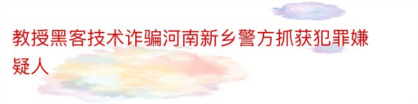 教授黑客技术诈骗河南新乡警方抓获犯罪嫌疑人