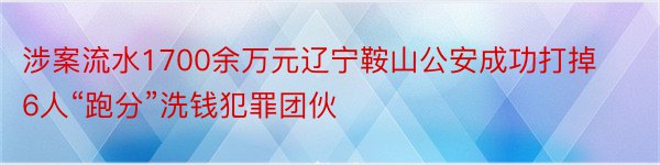 涉案流水1700余万元辽宁鞍山公安成功打掉6人“跑分”洗钱犯罪团伙