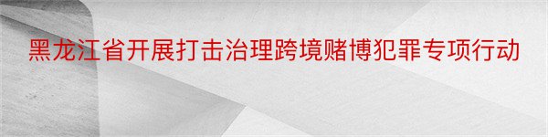 黑龙江省开展打击治理跨境赌博犯罪专项行动