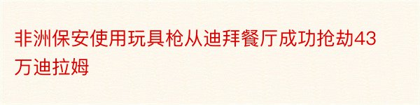 非洲保安使用玩具枪从迪拜餐厅成功抢劫43万迪拉姆